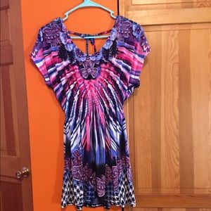 Pink and purple dress shirt.